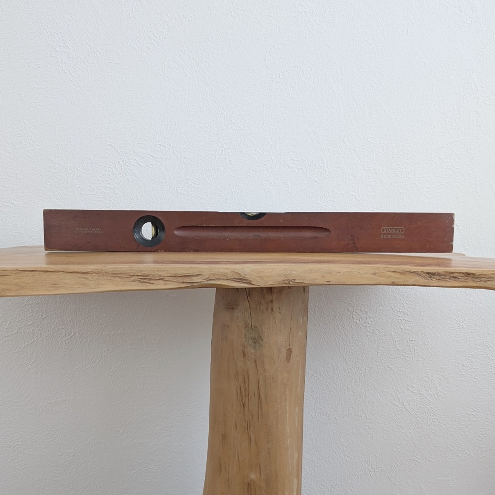 STANLEY No 0 Vintage Wood Level Cherry Brass 1930s Tool Collectible